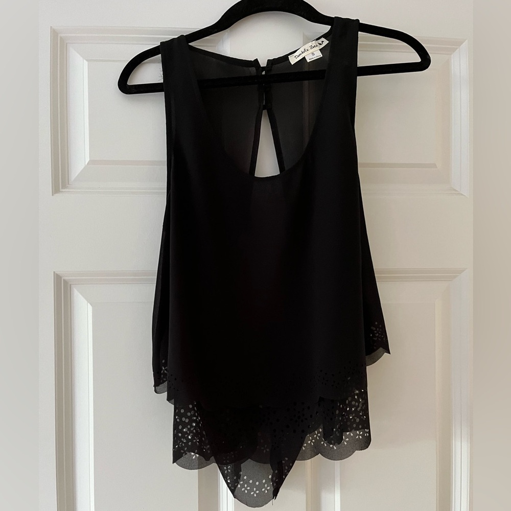 Black Sheer Double Layered Blouse Tank